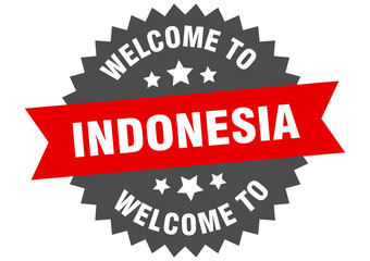 Indonesia sign. welcome to Indonesia red sticker