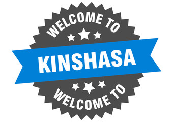 Kinshasa sign. welcome to Kinshasa blue sticker
