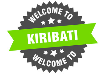 Kiribati sign. welcome to Kiribati green sticker