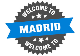 Madrid sign. welcome to Madrid blue sticker
