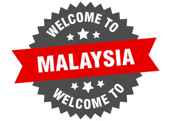 Malaysia sign. welcome to Malaysia red sticker