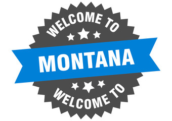 Fototapeta premium Montana sign. welcome to Montana blue sticker