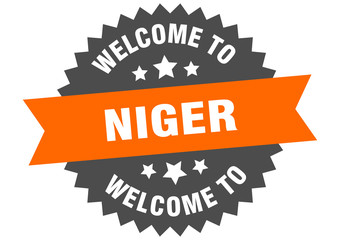 Niger sign. welcome to Niger orange sticker