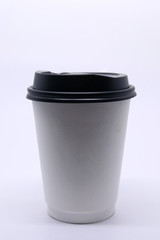 take away cup for hot coffee drink on white background