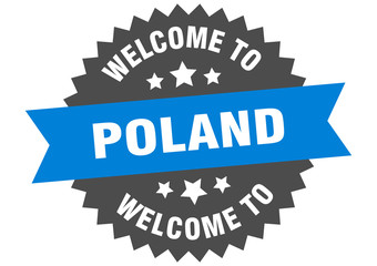 Poland sign. welcome to Poland blue sticker