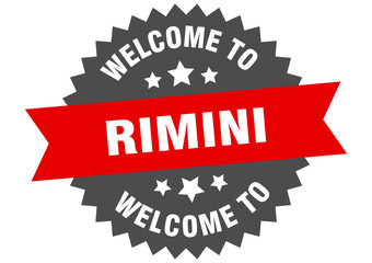 Rimini sign. welcome to Rimini red sticker