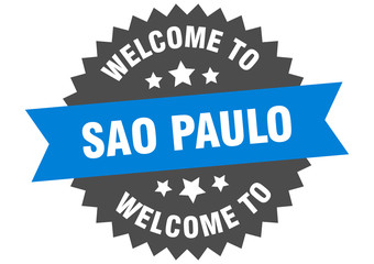Sao Paulo sign. welcome to Sao Paulo blue sticker