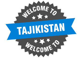 Fototapeta premium Tajikistan sign. welcome to Tajikistan blue sticker