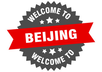 Fototapeta premium Beijing sign. welcome to Beijing red sticker