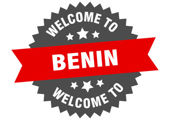 Obraz premium Benin sign. welcome to Benin red sticker