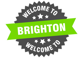 Brighton sign. welcome to Brighton green sticker