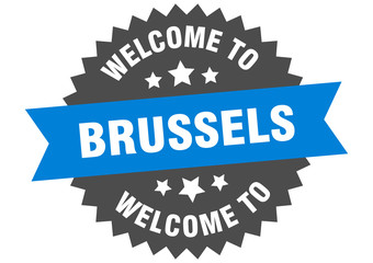 Brussels sign. welcome to Brussels blue sticker