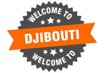 Djibouti sign. welcome to Djibouti orange sticker