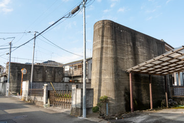 京王御陵線　廃線跡　住宅街の中に残る橋脚　Abandoned tracks, traces of viaducts remaining in residential areas