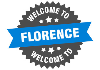 Fototapeta premium Florence sign. welcome to Florence blue sticker