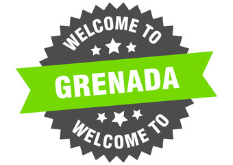 Grenada sign. welcome to Grenada green sticker