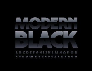Vector modern Black Font. Stylish Alphabet Letter and Numbers.