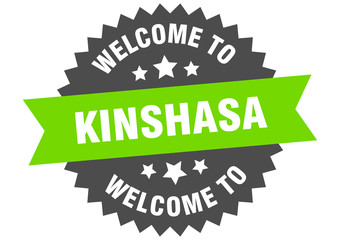 Kinshasa sign. welcome to Kinshasa green sticker