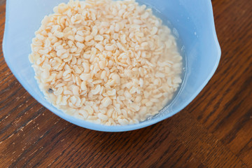 A bowl of beans soaked in Water. To prepare Akara and moi moi . Nigerian Food and snacks
