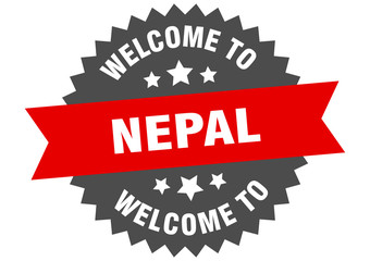 Nepal sign. welcome to Nepal red sticker