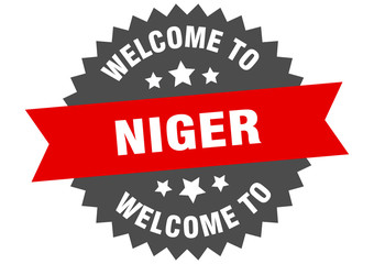 Niger sign. welcome to Niger red sticker
