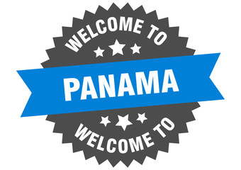 Panama sign. welcome to Panama blue sticker