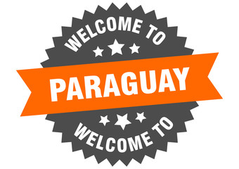 Paraguay sign. welcome to Paraguay orange sticker