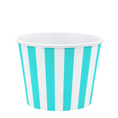 Empty blue paper or carton ice cream cup on white background including clipping path