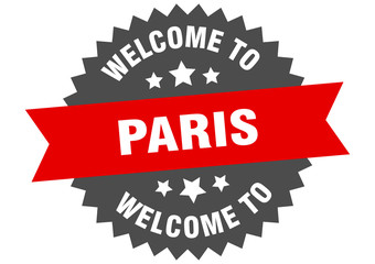 Paris sign. welcome to Paris red sticker