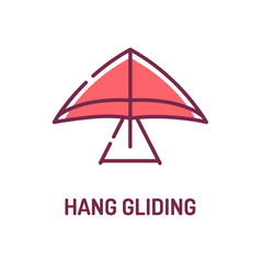 Hang gliding color line icon. Air sport or recreational activity. Pilot flies a light. Pictogram for web page, mobile app, promo. UI UX GUI design element. Editable stroke.