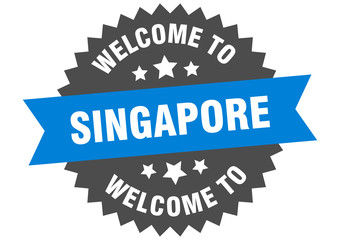 Fototapeta premium Singapore sign. welcome to Singapore blue sticker