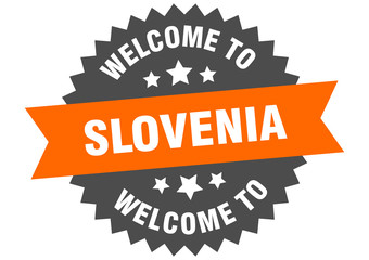 Slovenia sign. welcome to Slovenia orange sticker