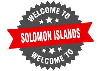 Solomon Islands sign. welcome to Solomon Islands red sticker