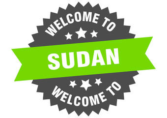 Sudan sign. welcome to Sudan green sticker
