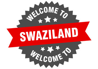 Swaziland sign. welcome to Swaziland red sticker