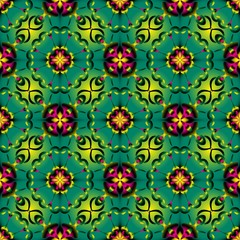 Seamless endless pattern of green and yellow colors for fabric or ceramic