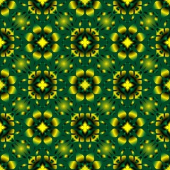 Seamless endless pattern of green and yellow colors for fabric or ceramic