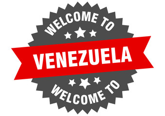 Venezuela sign. welcome to Venezuela red sticker