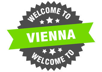 Vienna sign. welcome to Vienna green sticker