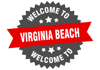 Virginia Beach sign. welcome to Virginia Beach red sticker