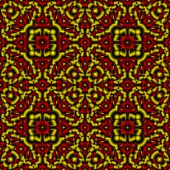 Seamless endless repeating ornament of red, orange, yellow and brown shades