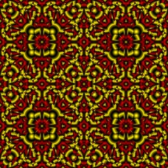 Seamless endless repeating ornament of red, orange, yellow and brown shades