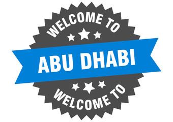 Abu Dhabi sign. welcome to Abu Dhabi blue sticker