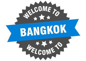 Bangkok sign. welcome to Bangkok blue sticker