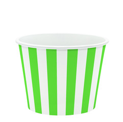 Empty green paper or carton ice cream cup on white background including clipping path