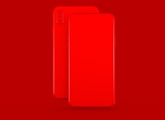 New smartphone with blank screen isolated Flat 3d