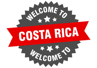 Costa Rica sign. welcome to Costa Rica red sticker