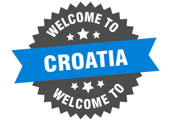 Croatia sign. welcome to Croatia blue sticker