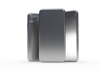 New smartphone with blank screen isolated Flat 3d