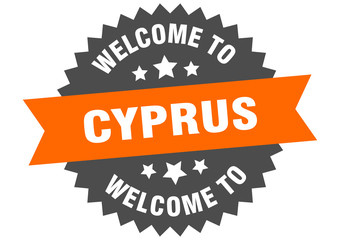 Cyprus sign. welcome to Cyprus orange sticker